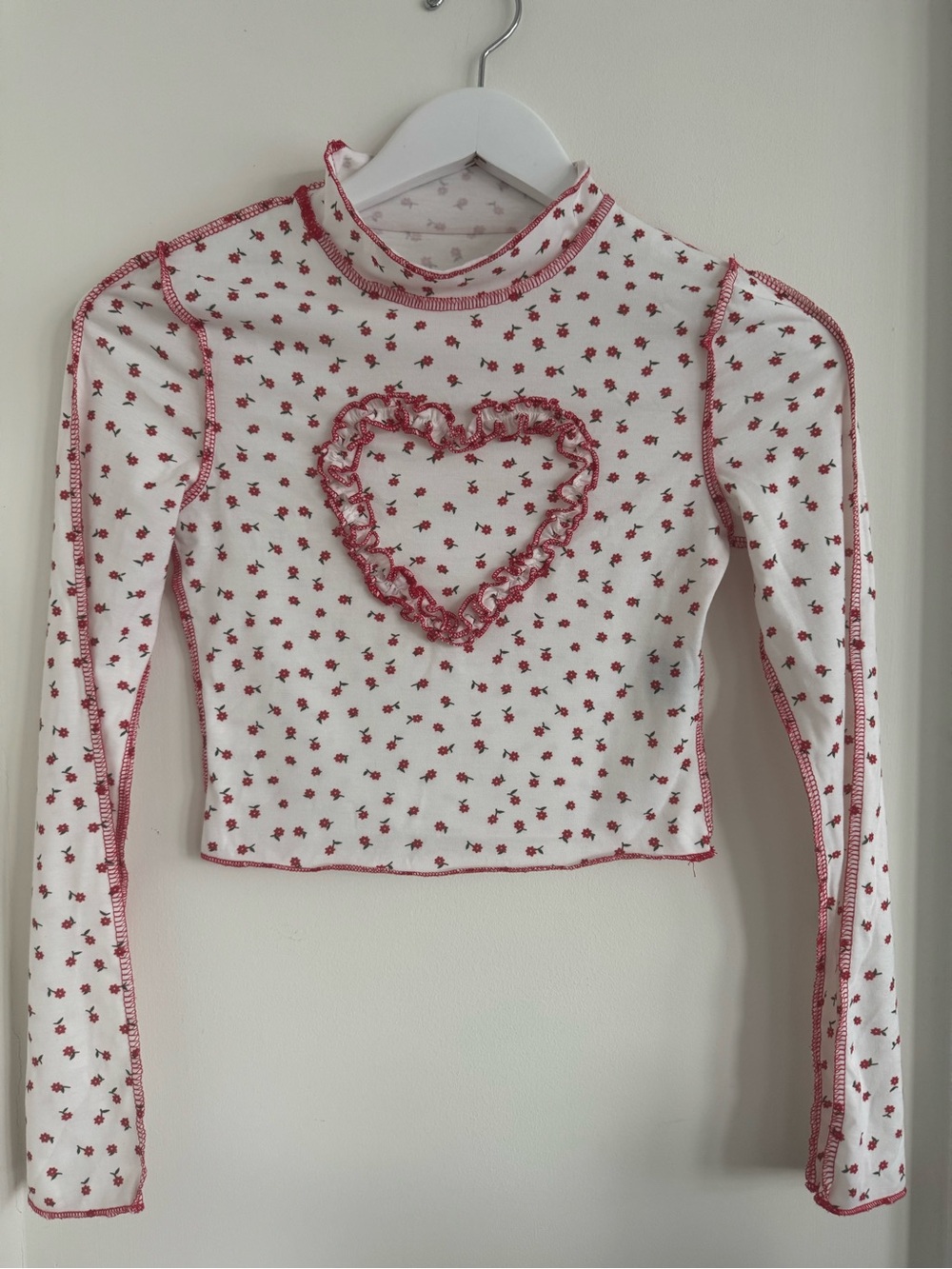 Cider Ditsy Floral Heart Ruffle Top - S